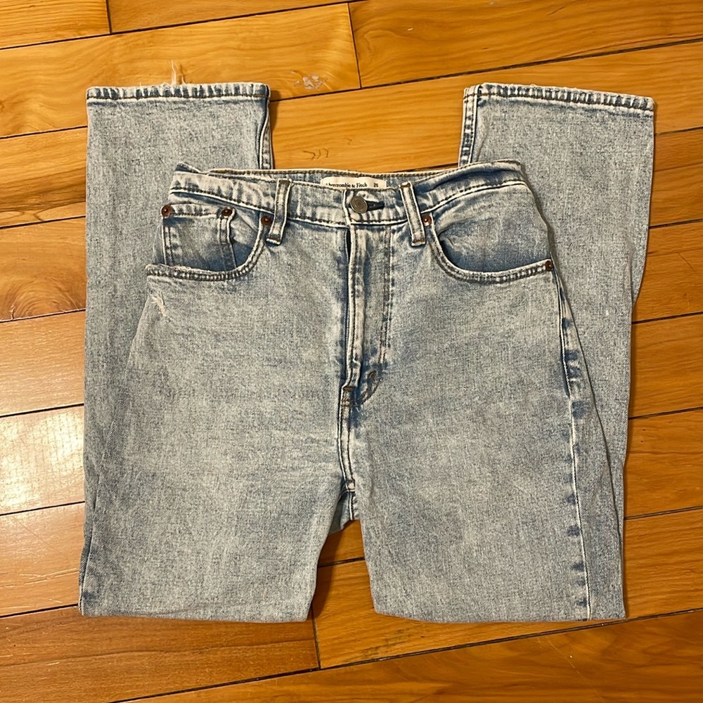 Abercrombie & fitch cropped ankle straight light wash jeans size 25/0 SHORT - Picture 6 of 8